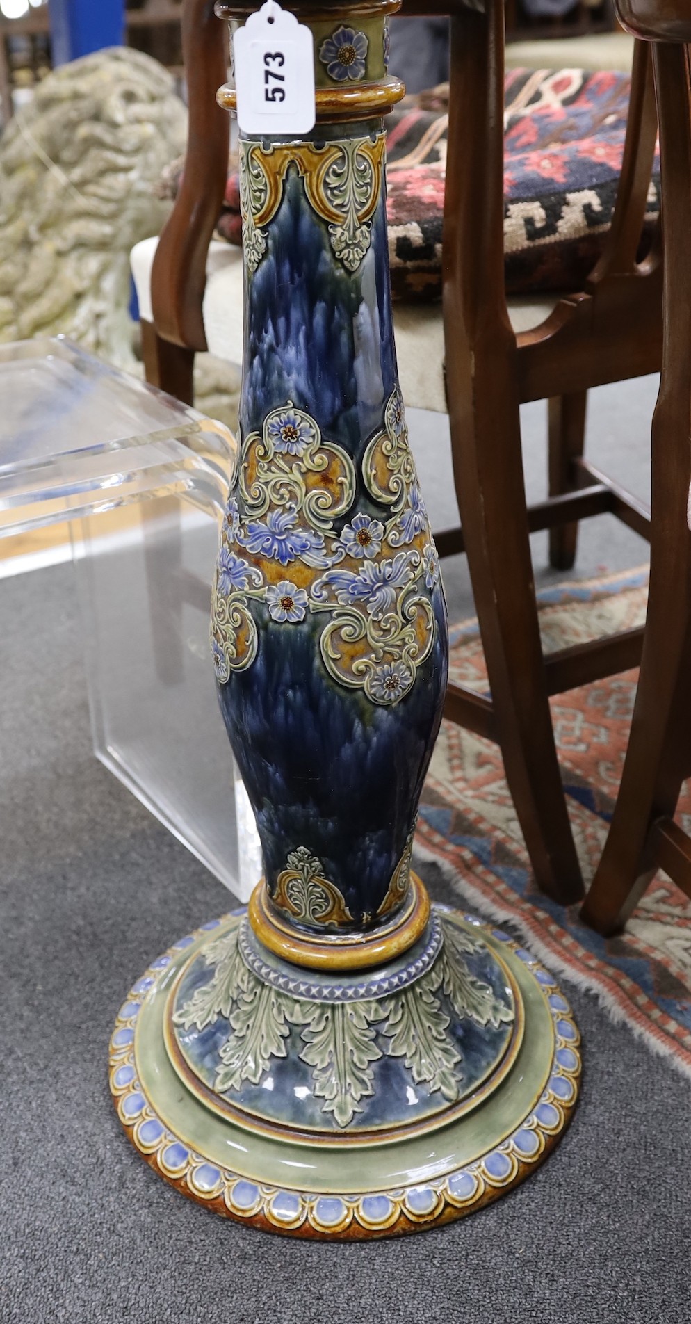 A Royal Doulton stoneware jardiniere on pedestal, 104cms high